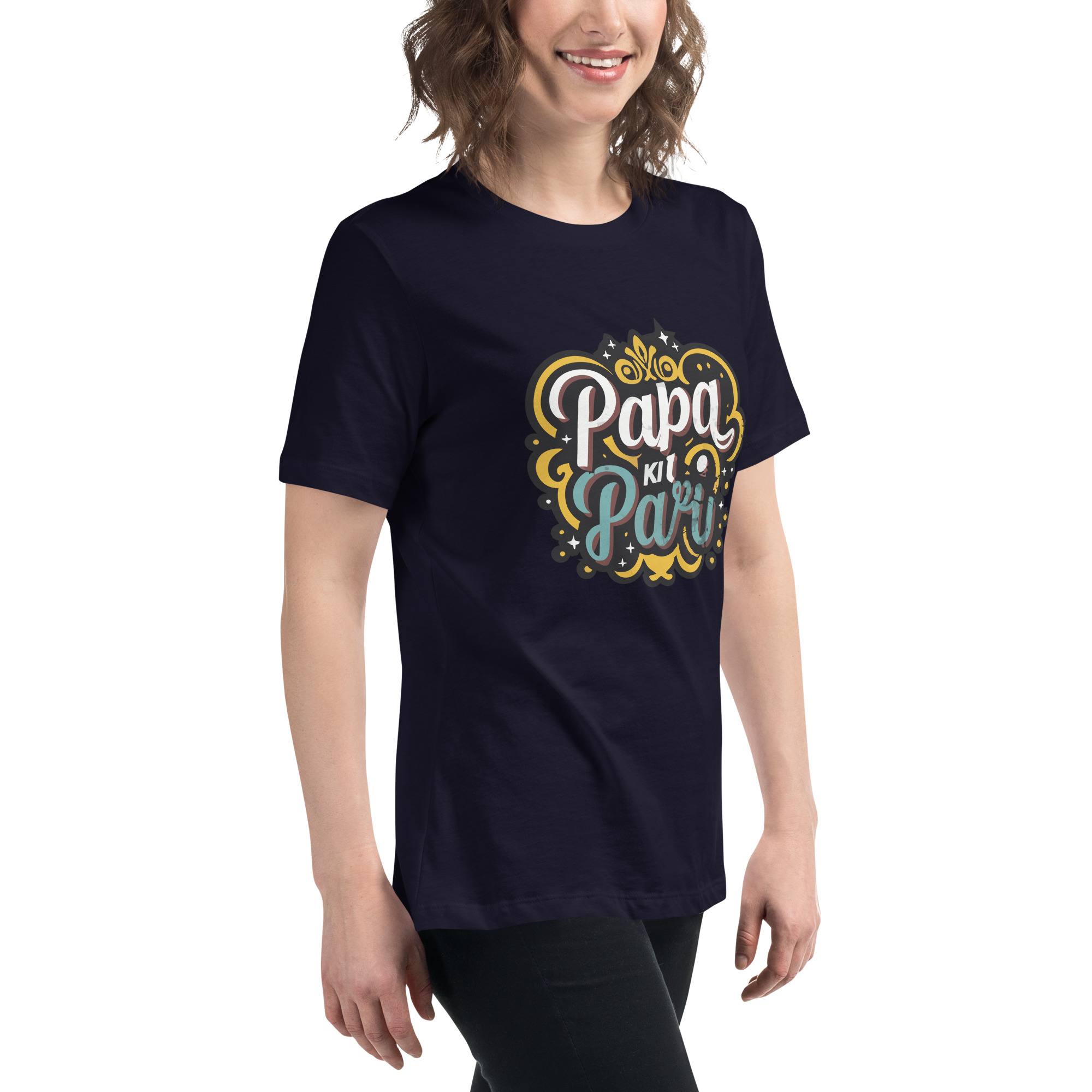 womens-relaxed-t-shirt-navy-right-front-6832e1e782700.jpg Papa ki Pari Women's Relaxed T-Shirt