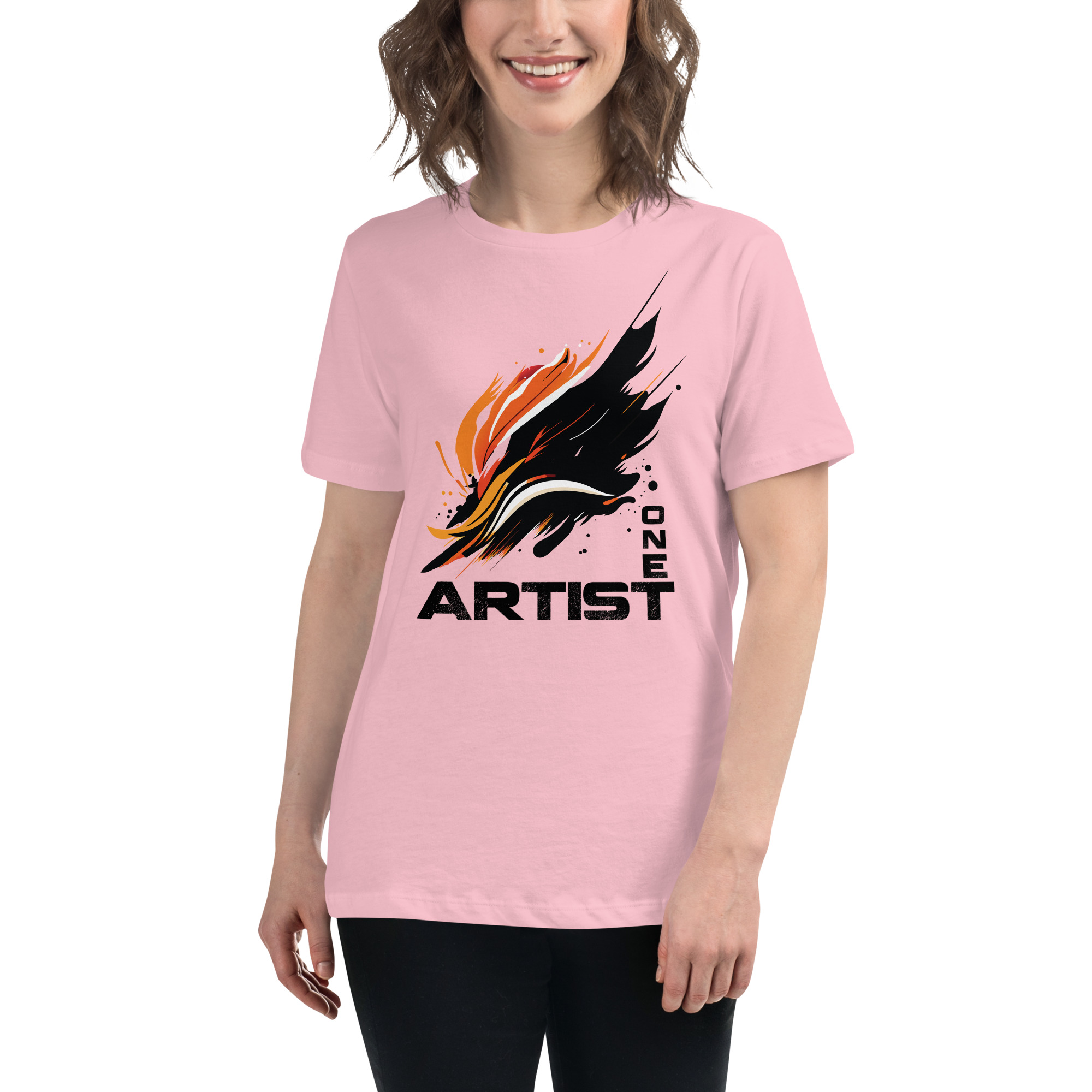 womens-relaxed-t-shirt-pink-front-6832e17d51744.jpg Artist One Women's Relaxed T-Shirt
