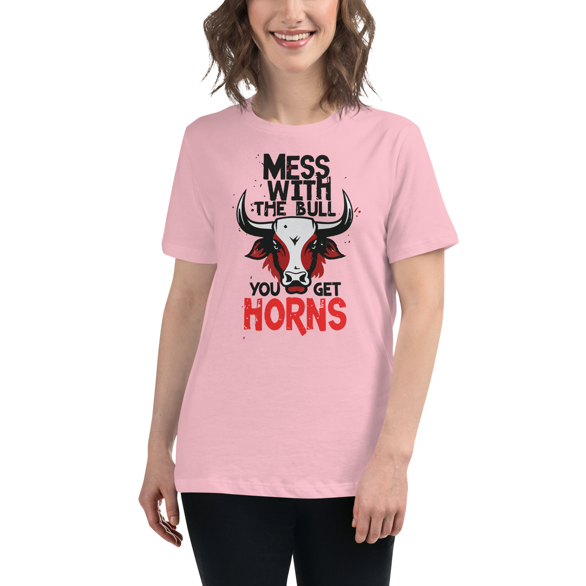 womens-relaxed-t-shirt-pink-front-6832e30a4e496.jpg Don't Mess Women's Relaxed T-Shirt