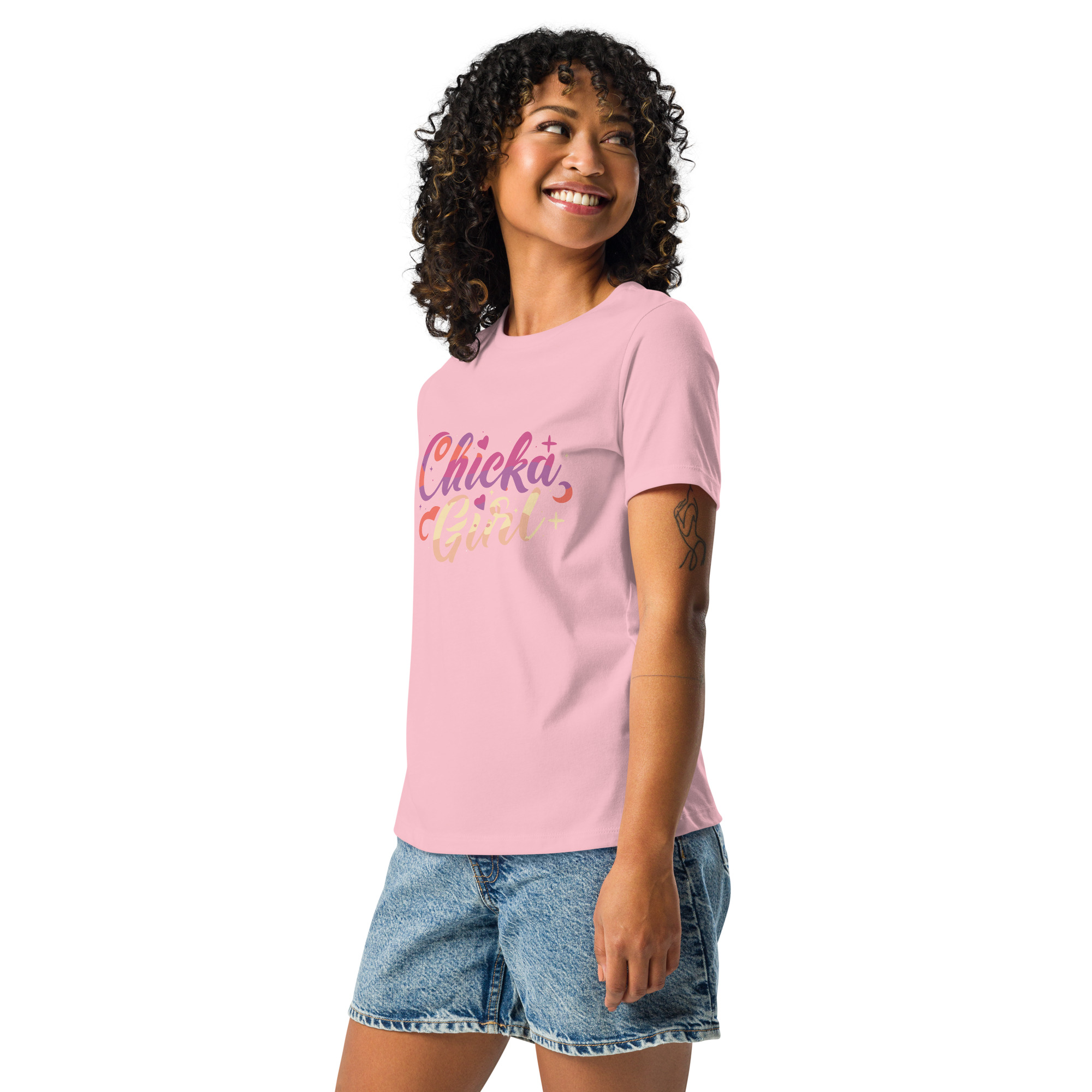 womens-relaxed-t-shirt-pink-left-front-6832e24c73283.jpg Chicka Girl Women's Relaxed T-Shirt