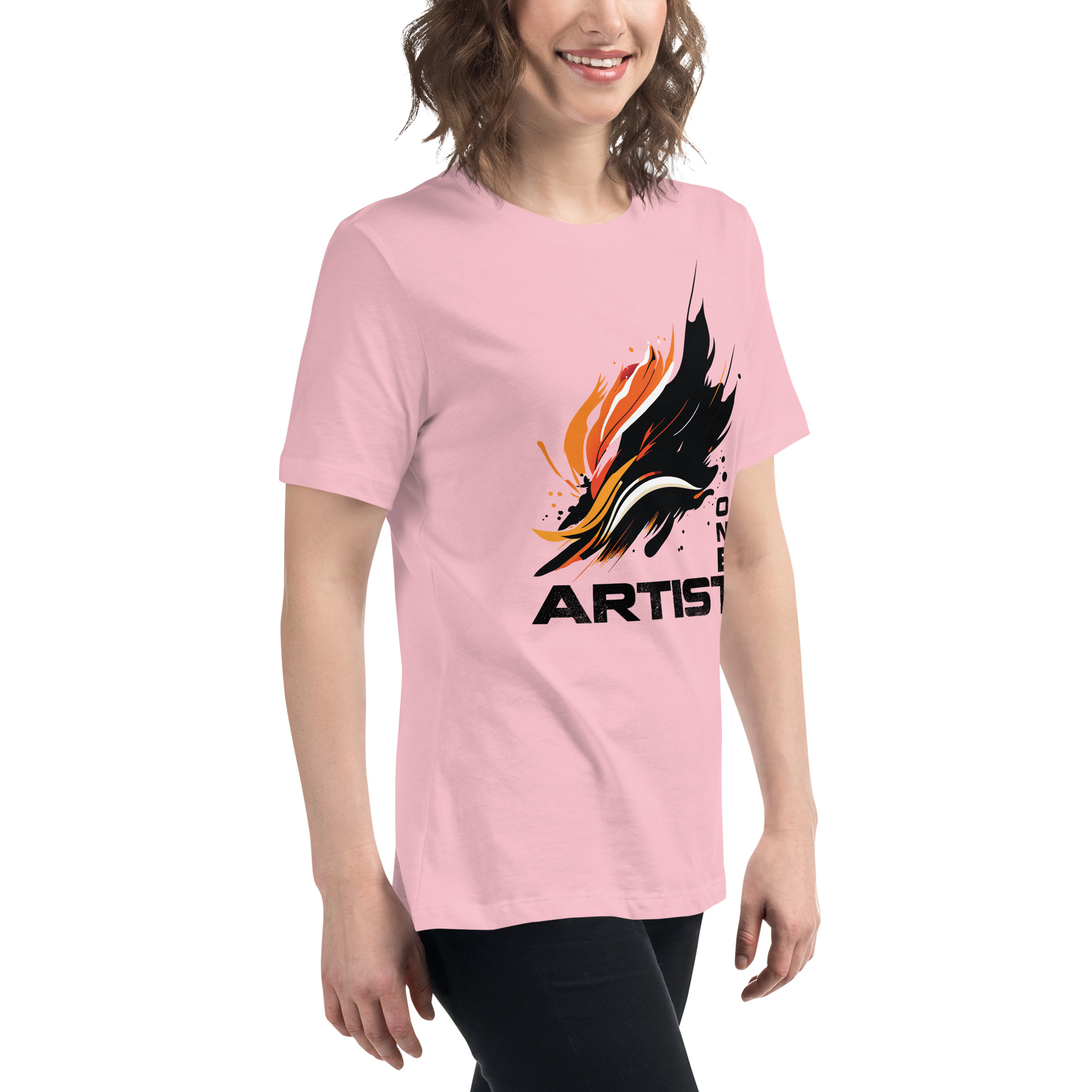 womens-relaxed-t-shirt-pink-right-front-6832e17d5722a.jpg Artist One Women's Relaxed T-Shirt