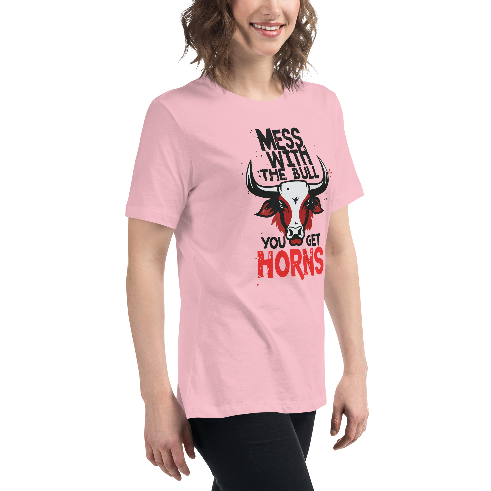 womens-relaxed-t-shirt-pink-right-front-6832e30a57115.jpg Don't Mess Women's Relaxed T-Shirt