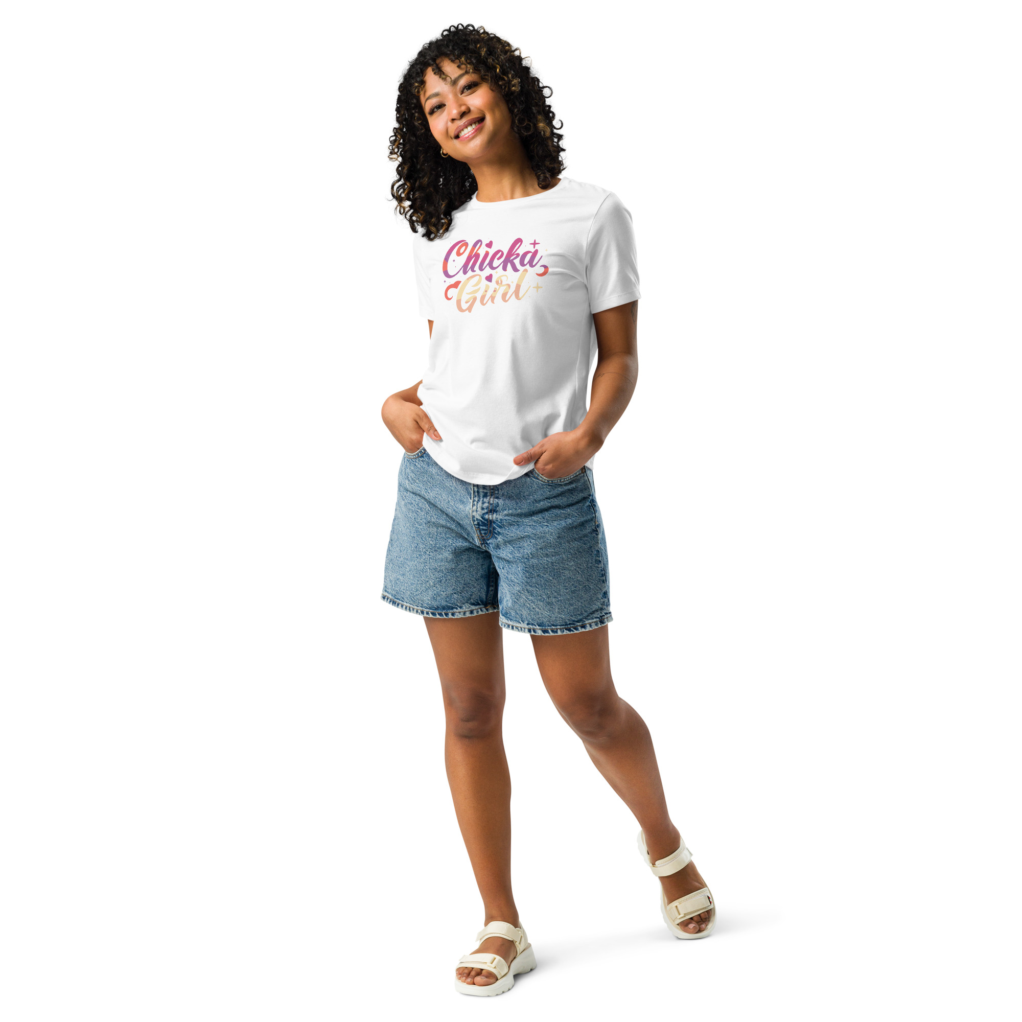 womens-relaxed-t-shirt-white-front-6832e24c8331a.jpg Chicka Girl Women's Relaxed T-Shirt