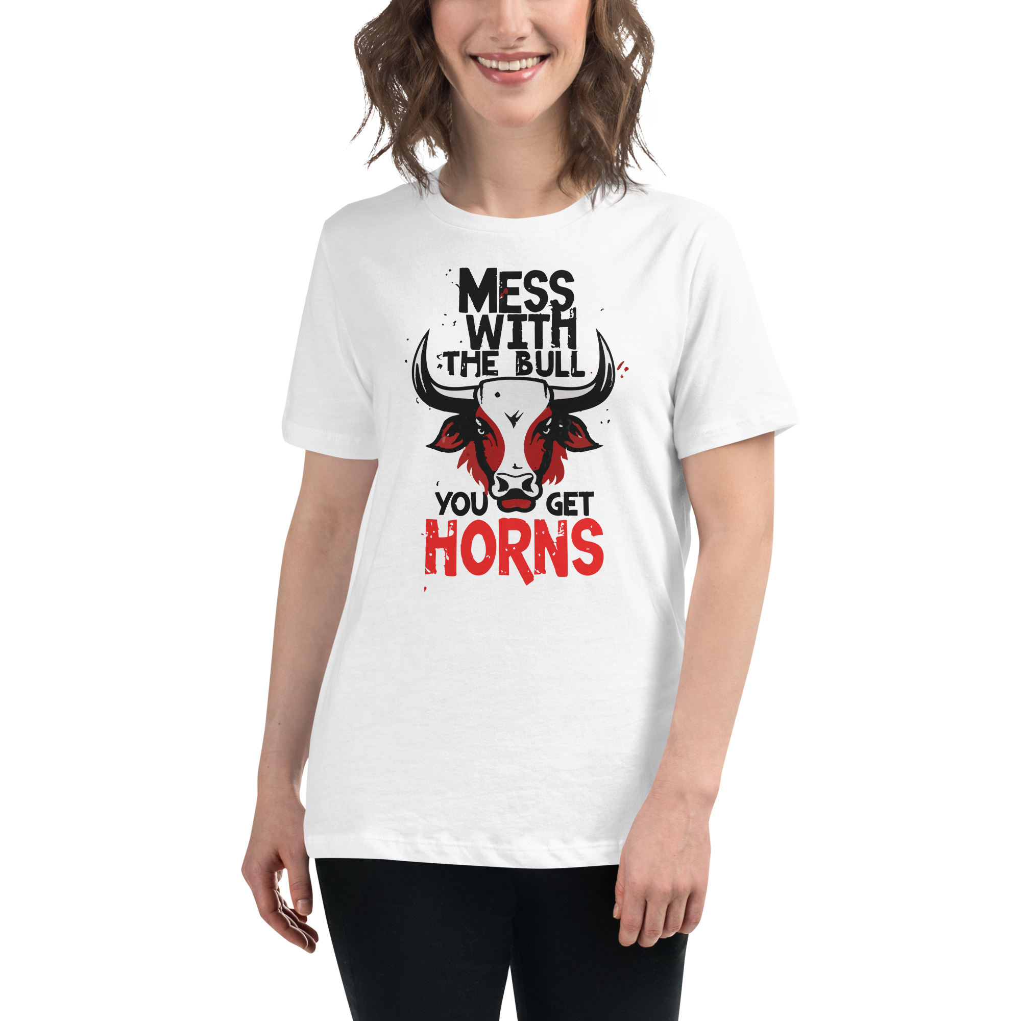 womens-relaxed-t-shirt-white-front-6832e30a6466f.jpg Don't Mess Women's Relaxed T-Shirt