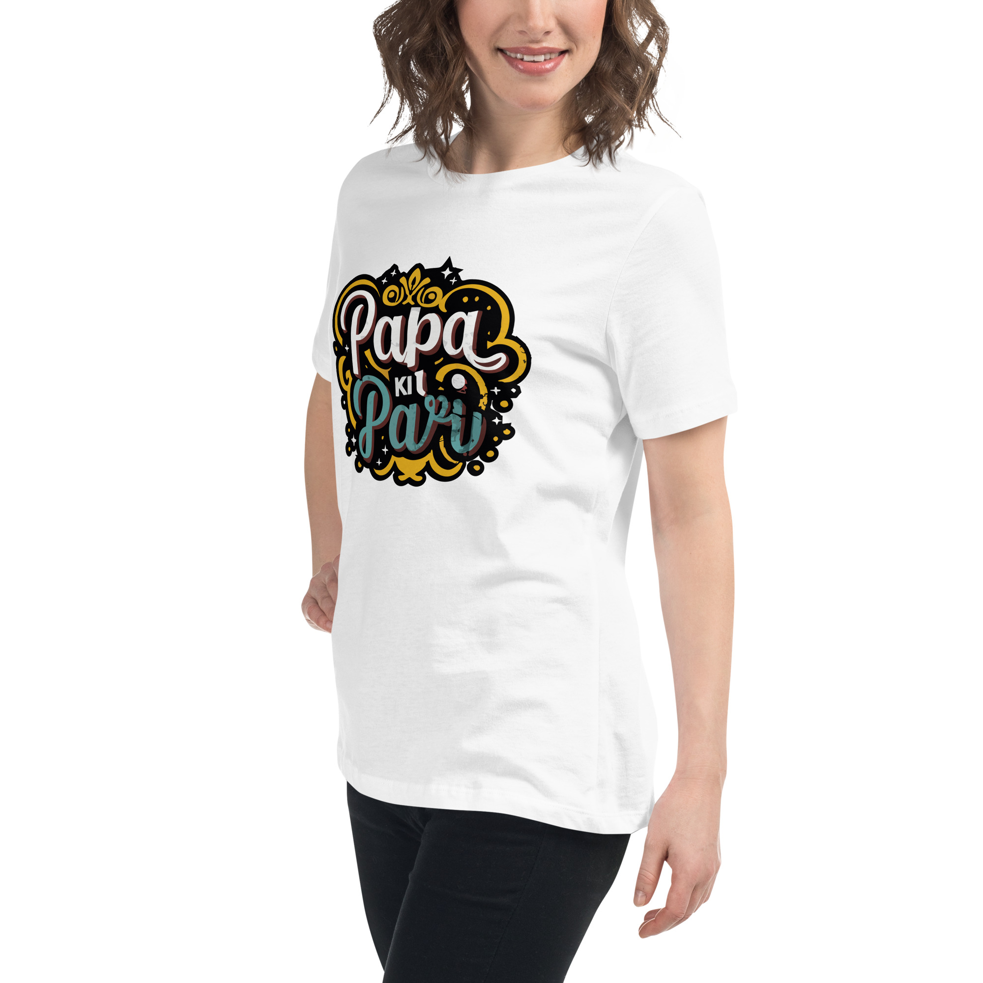 womens-relaxed-t-shirt-white-left-front-6832e1e7d99cf.jpg Papa ki Pari Women's Relaxed T-Shirt