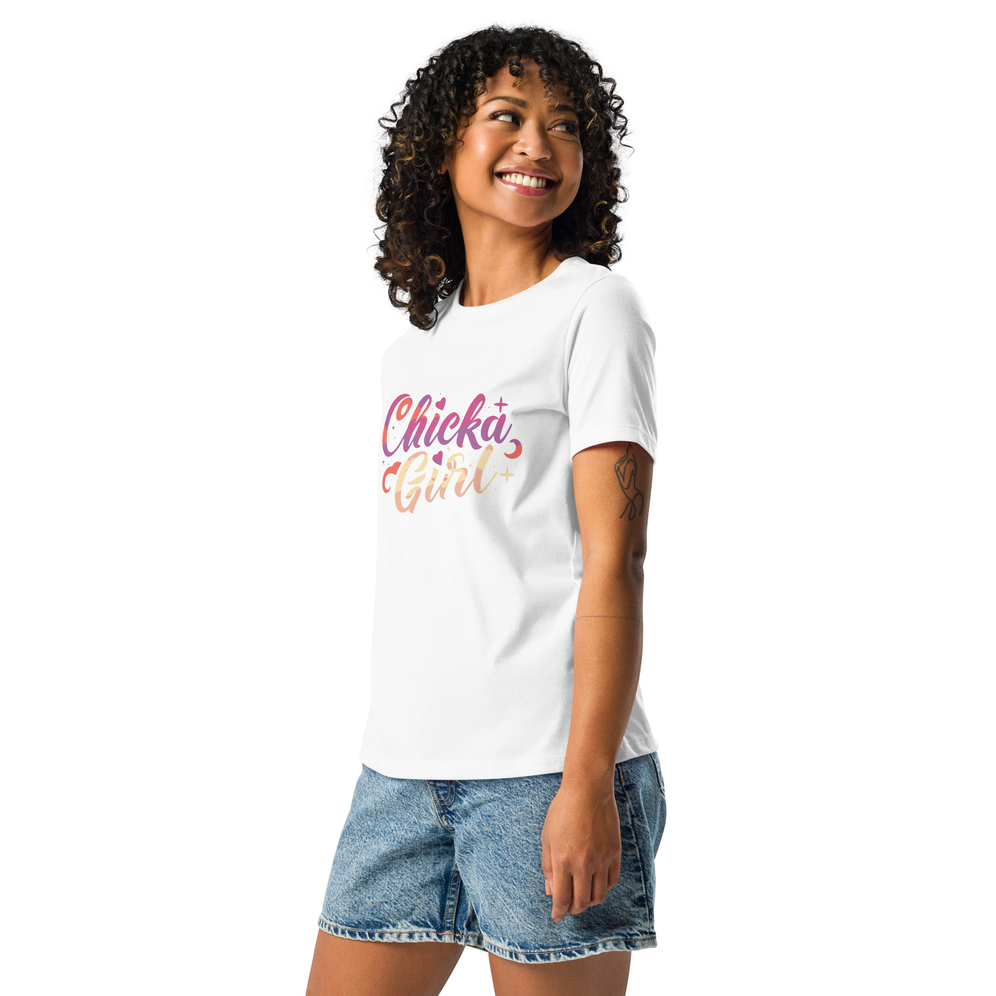 womens-relaxed-t-shirt-white-left-front-6832e24c86587.jpg Chicka Girl Women's Relaxed T-Shirt