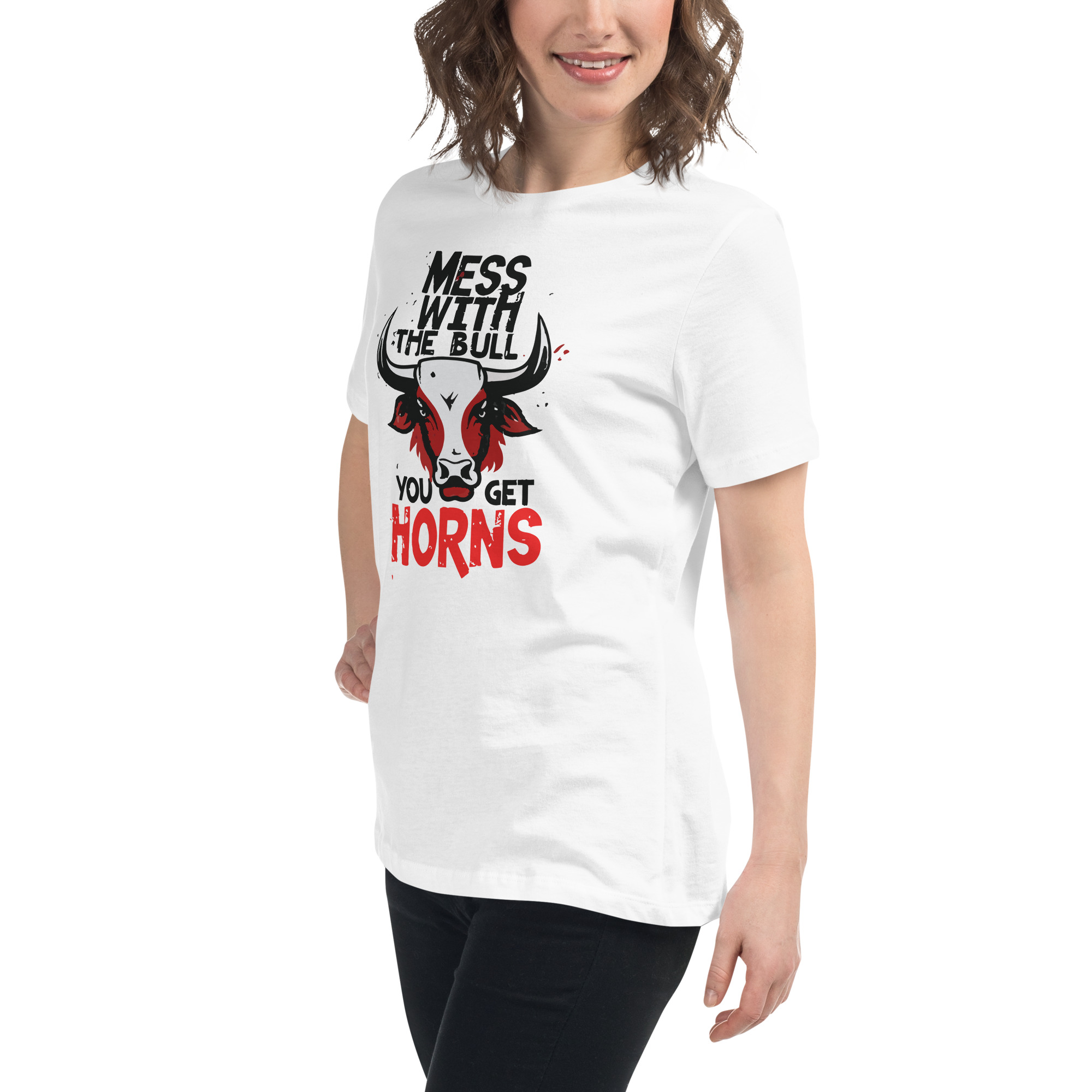 womens-relaxed-t-shirt-white-left-front-6832e30a683f8.jpg Don't Mess Women's Relaxed T-Shirt
