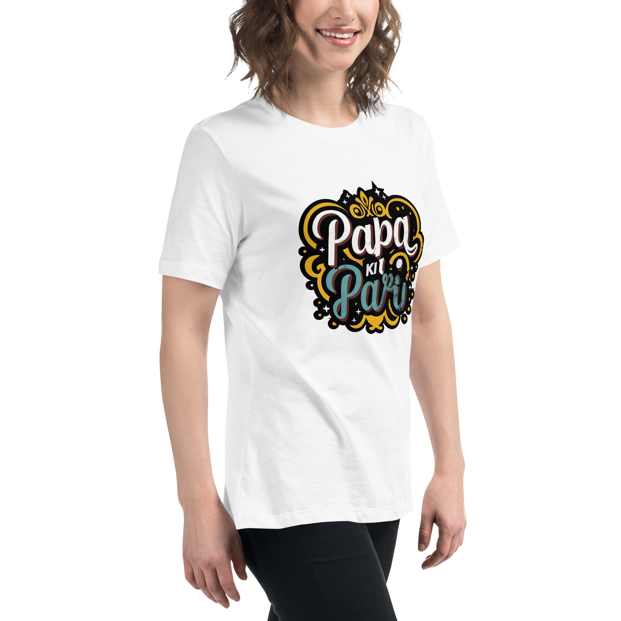 womens-relaxed-t-shirt-white-right-front-6832e1e7df45d.jpg Papa ki Pari Women's Relaxed T-Shirt