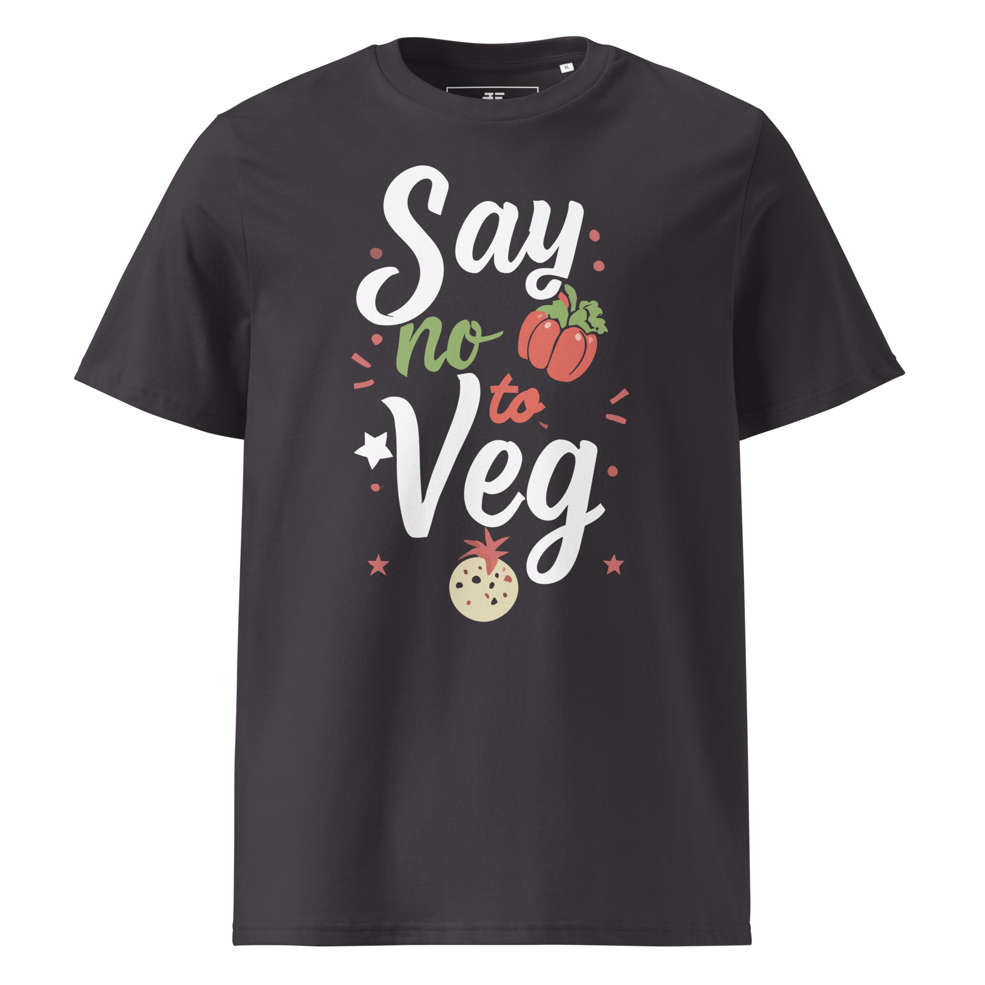 unisex-organic-cotton-t-shirt-anthracite-front-6871cf57b184c.jpg No to Veg Unisex organic cotton t-shirt