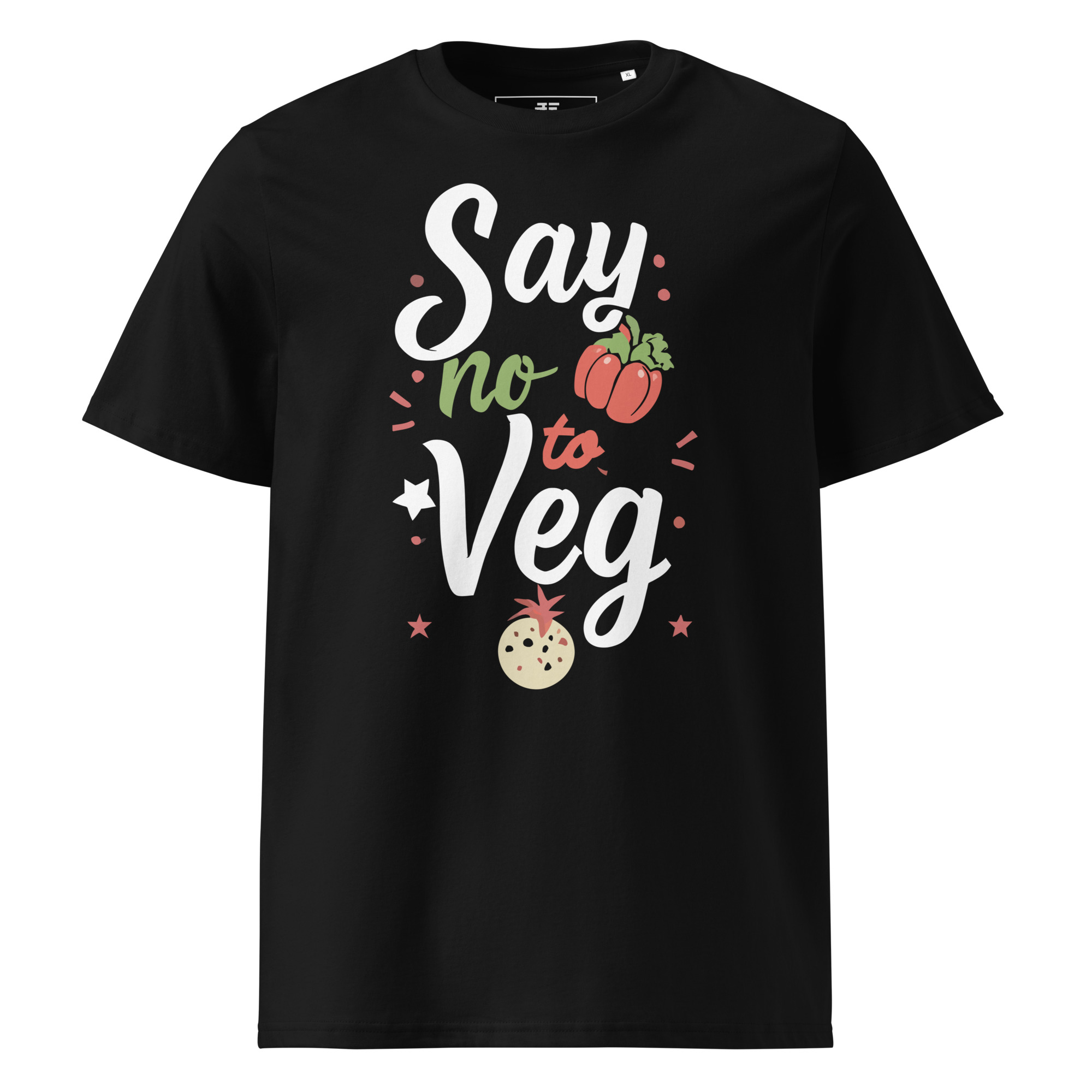 unisex-organic-cotton-t-shirt-black-front-6871cf579386a.jpg No to Veg Unisex organic cotton t-shirt