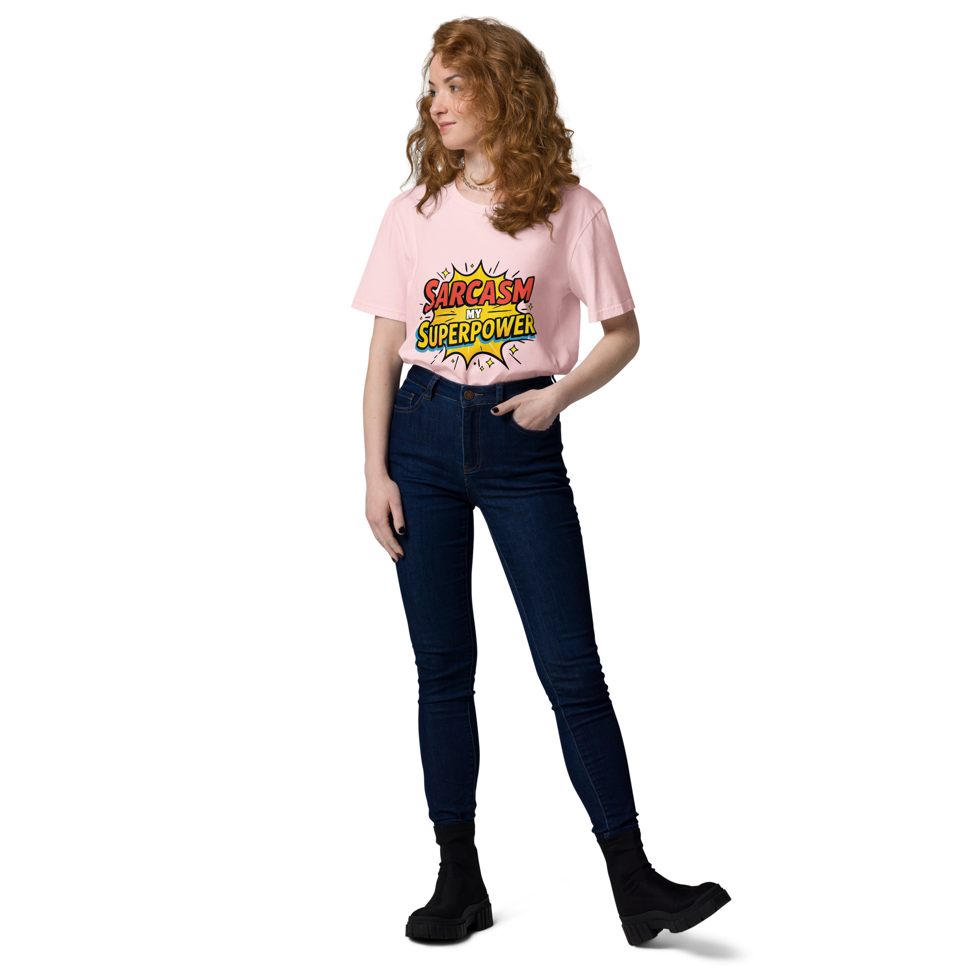 unisex-organic-cotton-t-shirt-cotton-pink-front-2-6871d8d0227e3.jpg Sarcasm Unisex organic cotton t-shirt
