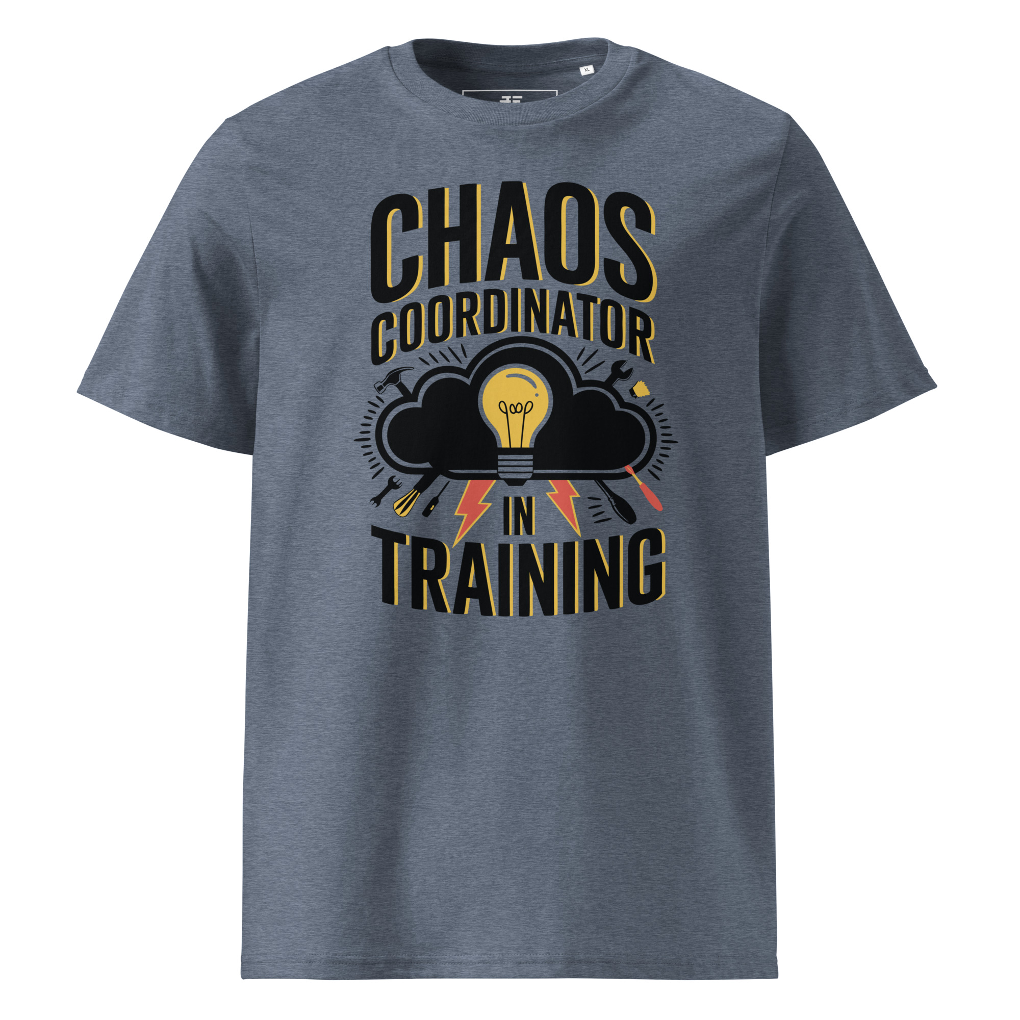 unisex-organic-cotton-t-shirt-dark-heather-blue-front-6871d3008b71a.jpg Chaos Unisex organic cotton t-shirt