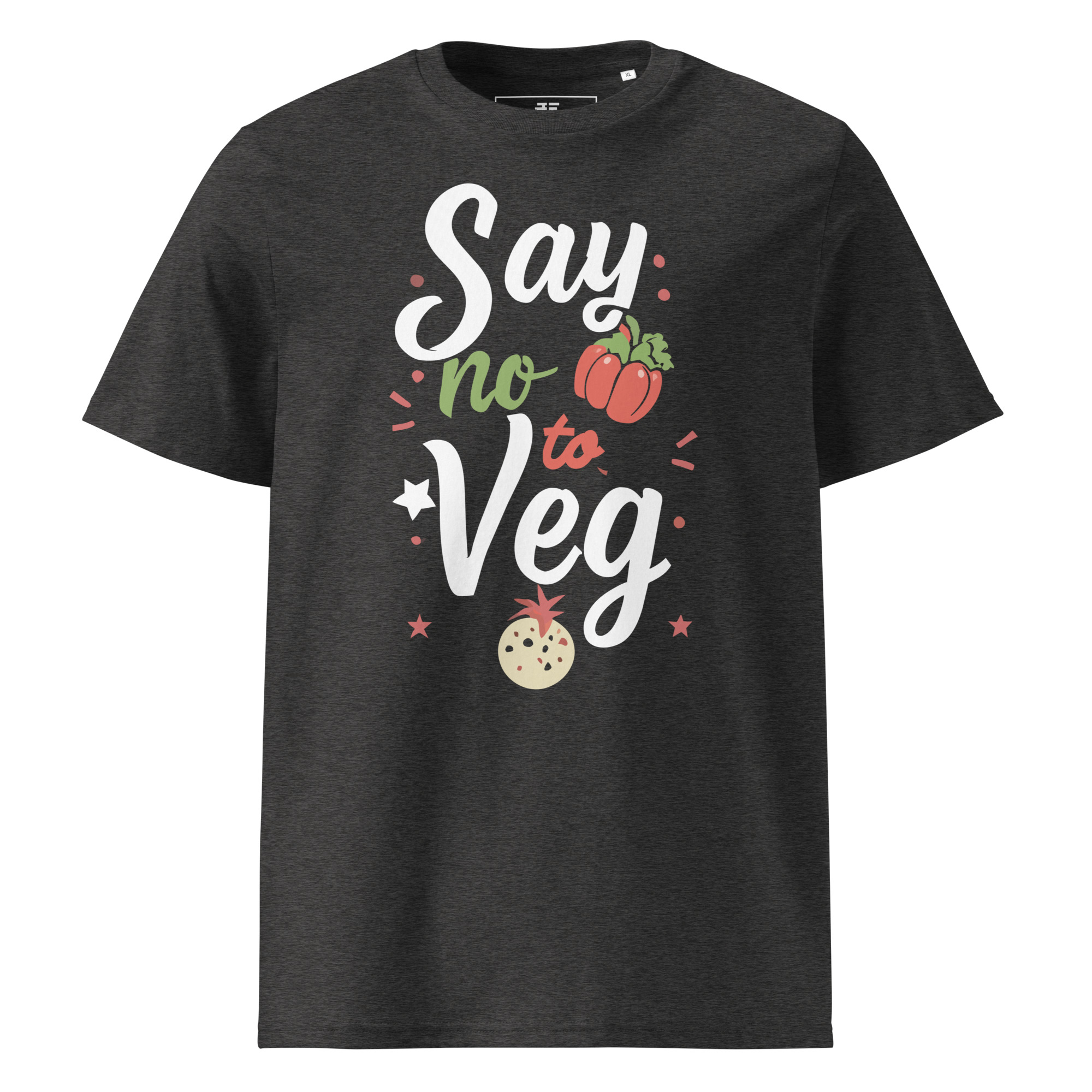 unisex-organic-cotton-t-shirt-dark-heather-grey-front-6871cf579aee8.jpg No to Veg Unisex organic cotton t-shirt