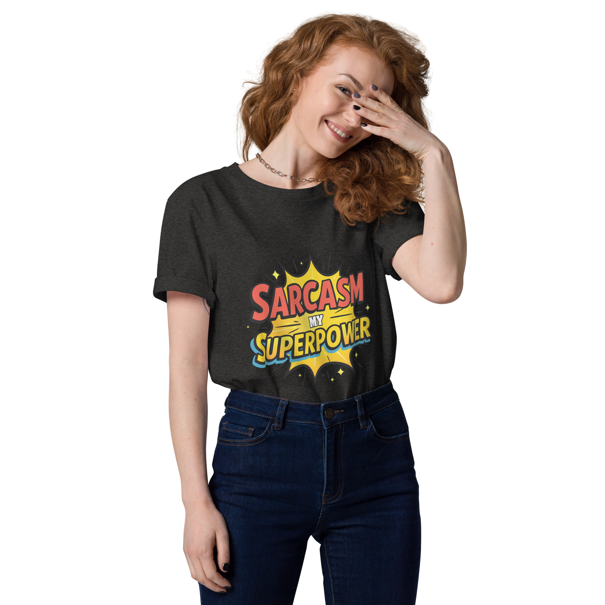 unisex-organic-cotton-t-shirt-dark-heather-grey-front-6871d8cf8ec5a.jpg Sarcasm Unisex organic cotton t-shirt