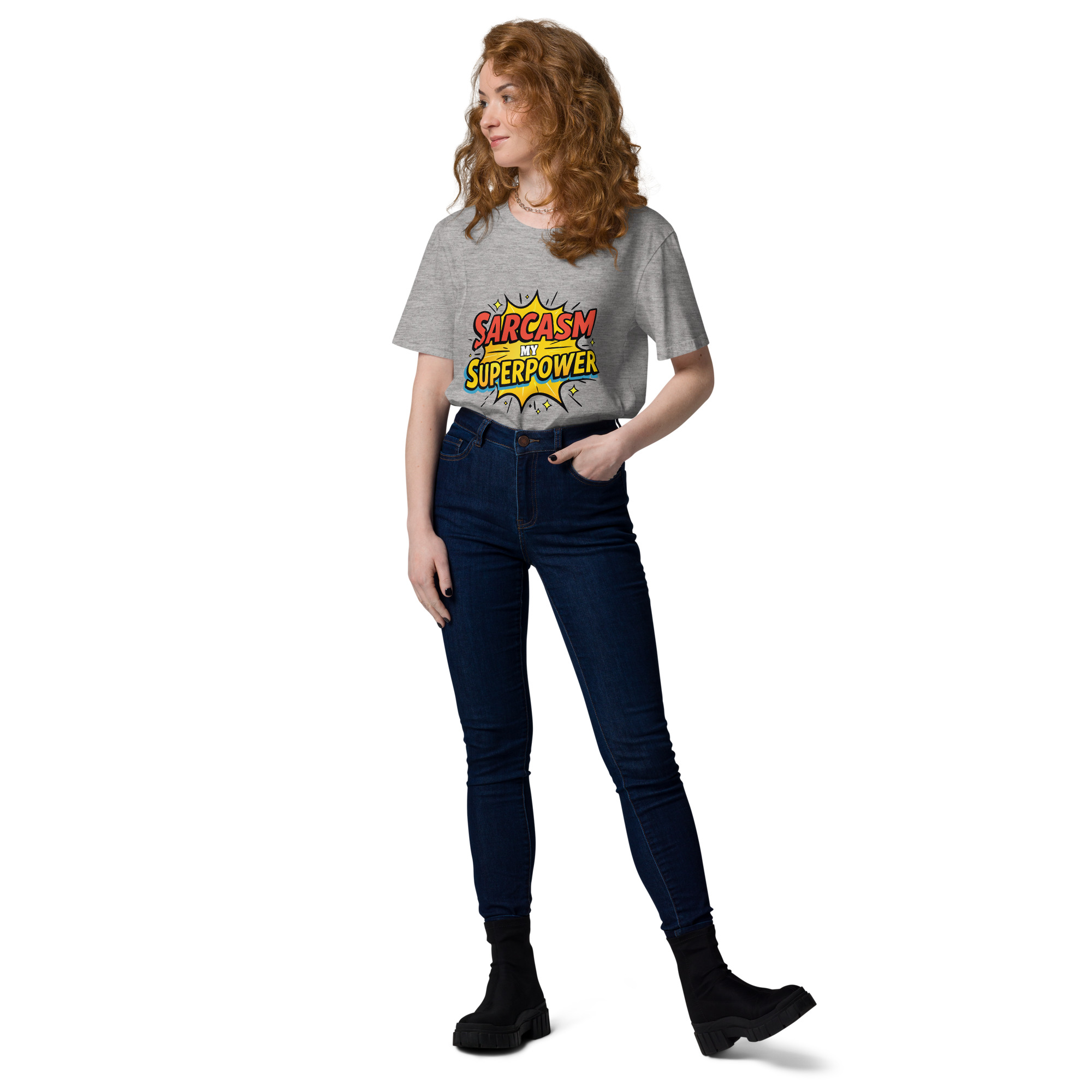 unisex-organic-cotton-t-shirt-heather-grey-front-2-6871d8cfdf5e4.jpg Sarcasm Unisex organic cotton t-shirt