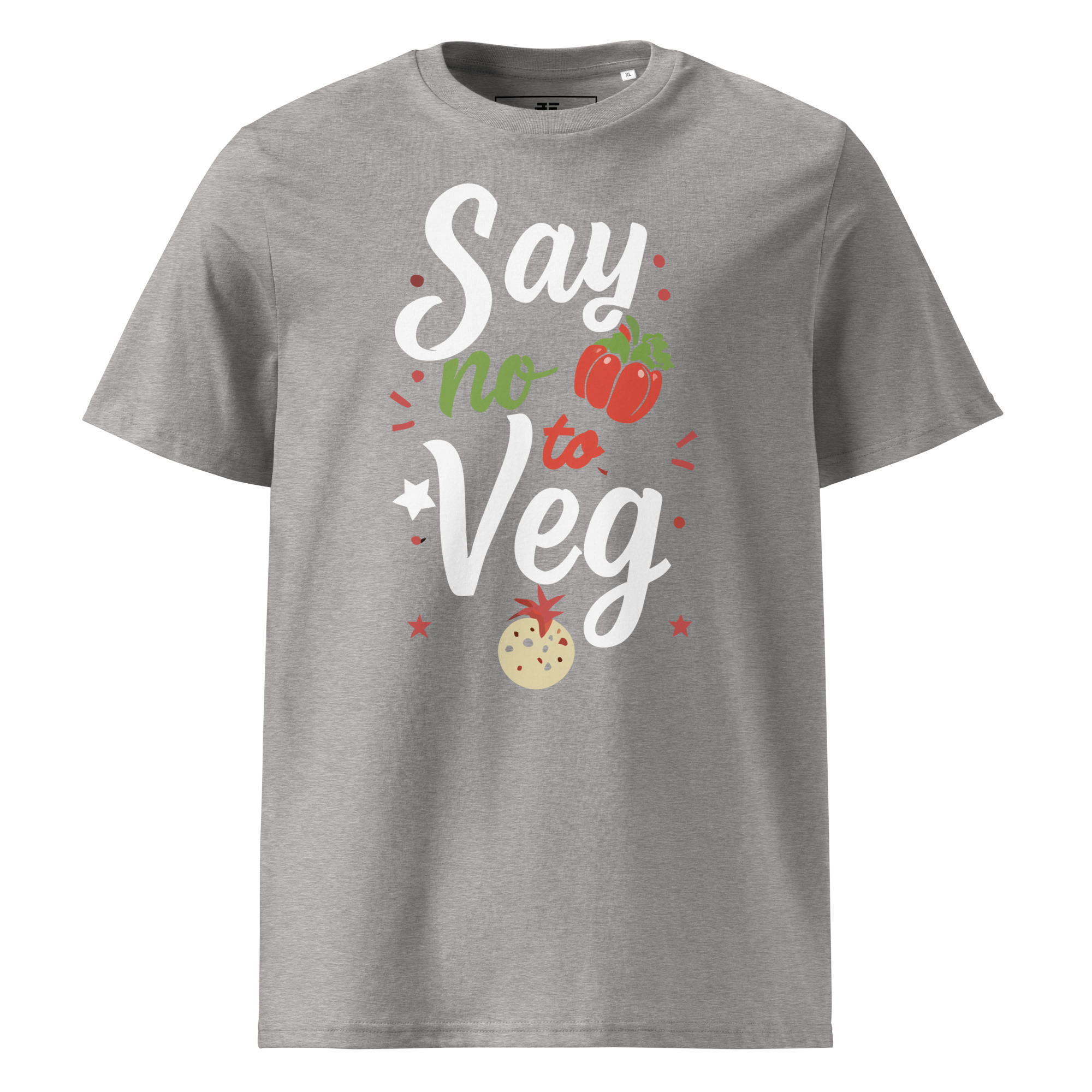 unisex-organic-cotton-t-shirt-heather-grey-front-6871cf582eee7.jpg No to Veg Unisex organic cotton t-shirt