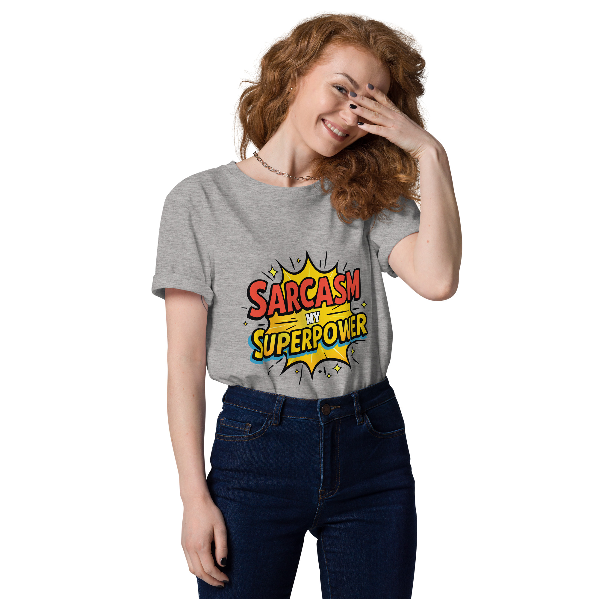 unisex-organic-cotton-t-shirt-heather-grey-front-6871d8cfd80e4.jpg Sarcasm Unisex organic cotton t-shirt