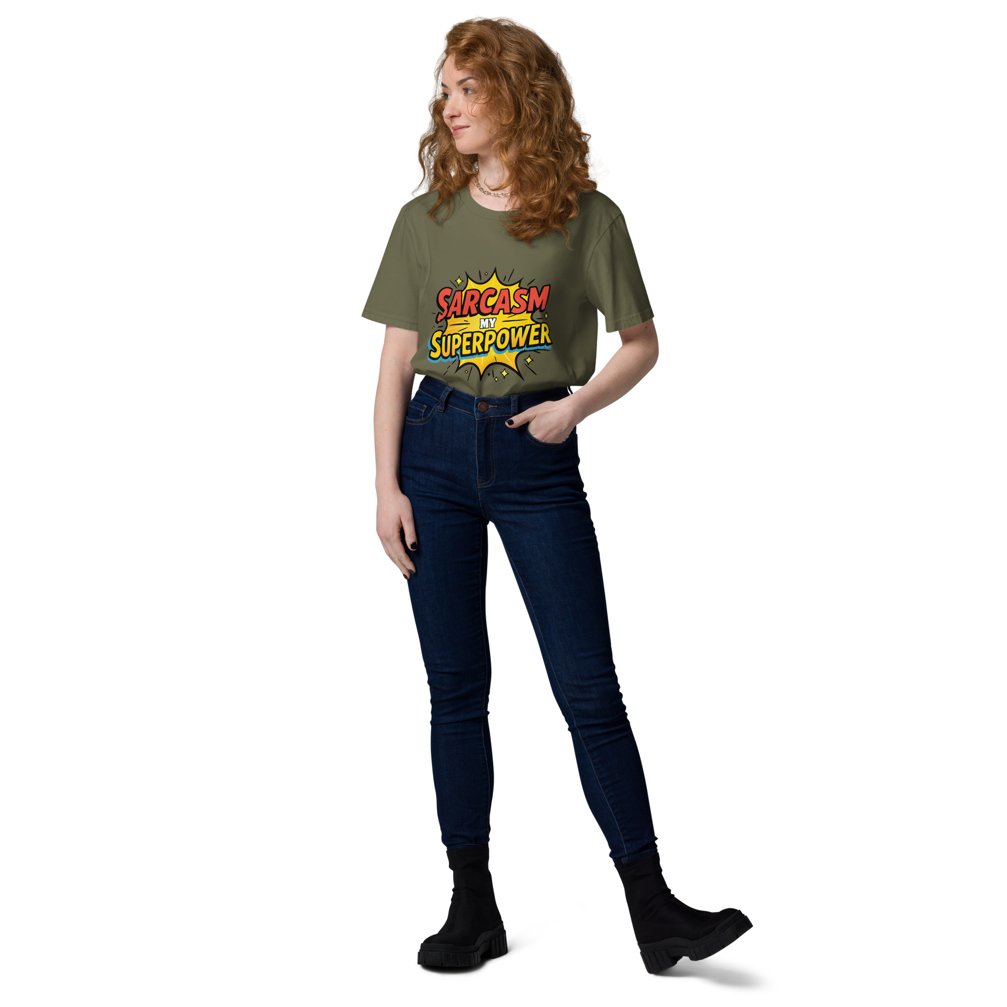 unisex-organic-cotton-t-shirt-khaki-front-2-6871d8cfc2bc2.jpg Sarcasm Unisex organic cotton t-shirt