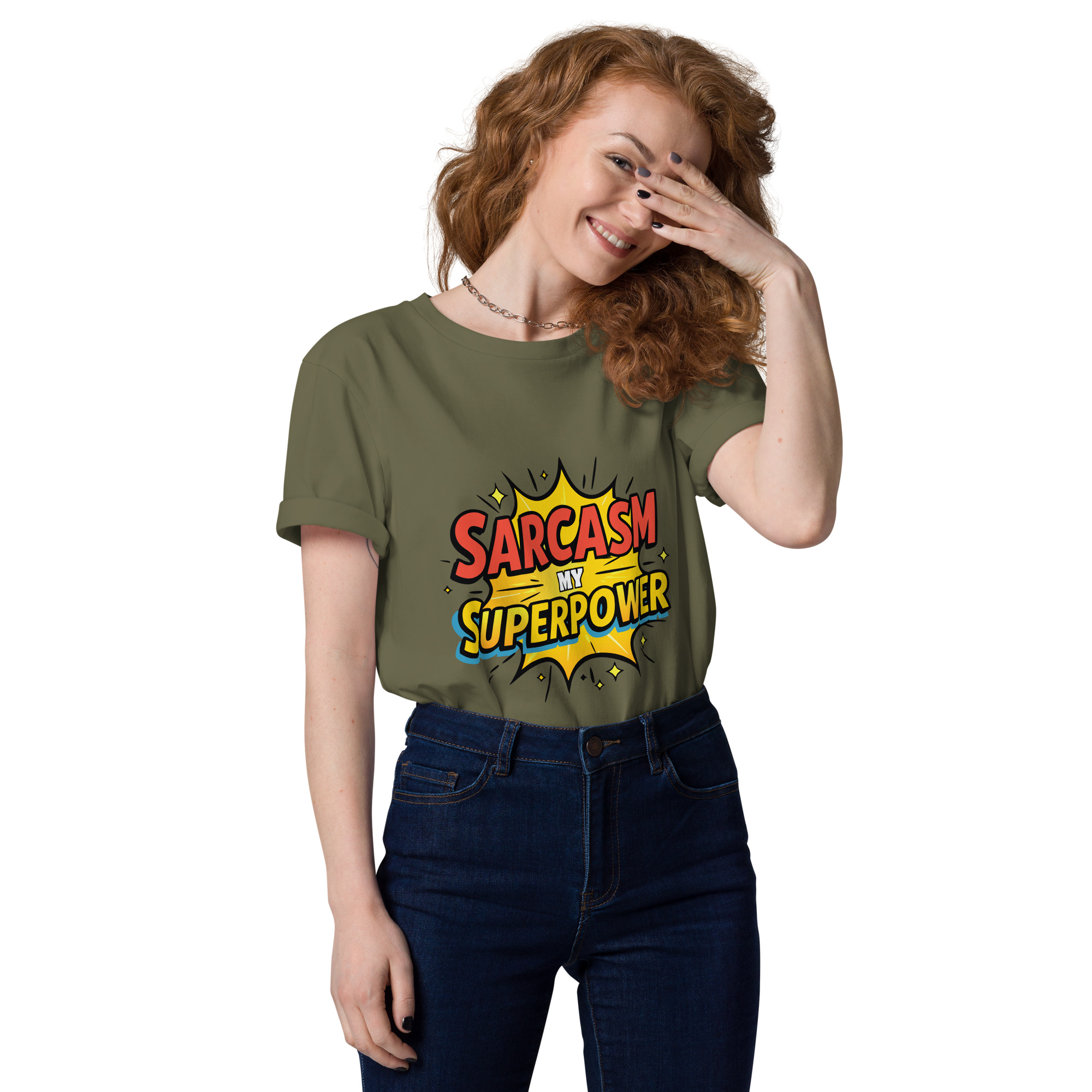 unisex-organic-cotton-t-shirt-khaki-front-6871d8cfbbde4.jpg Sarcasm Unisex organic cotton t-shirt