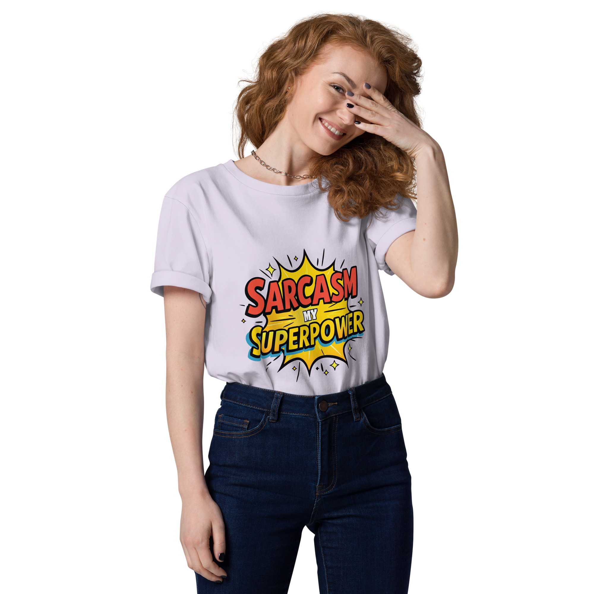 unisex-organic-cotton-t-shirt-lavender-front-6871d8d02c720.jpg Sarcasm Unisex organic cotton t-shirt