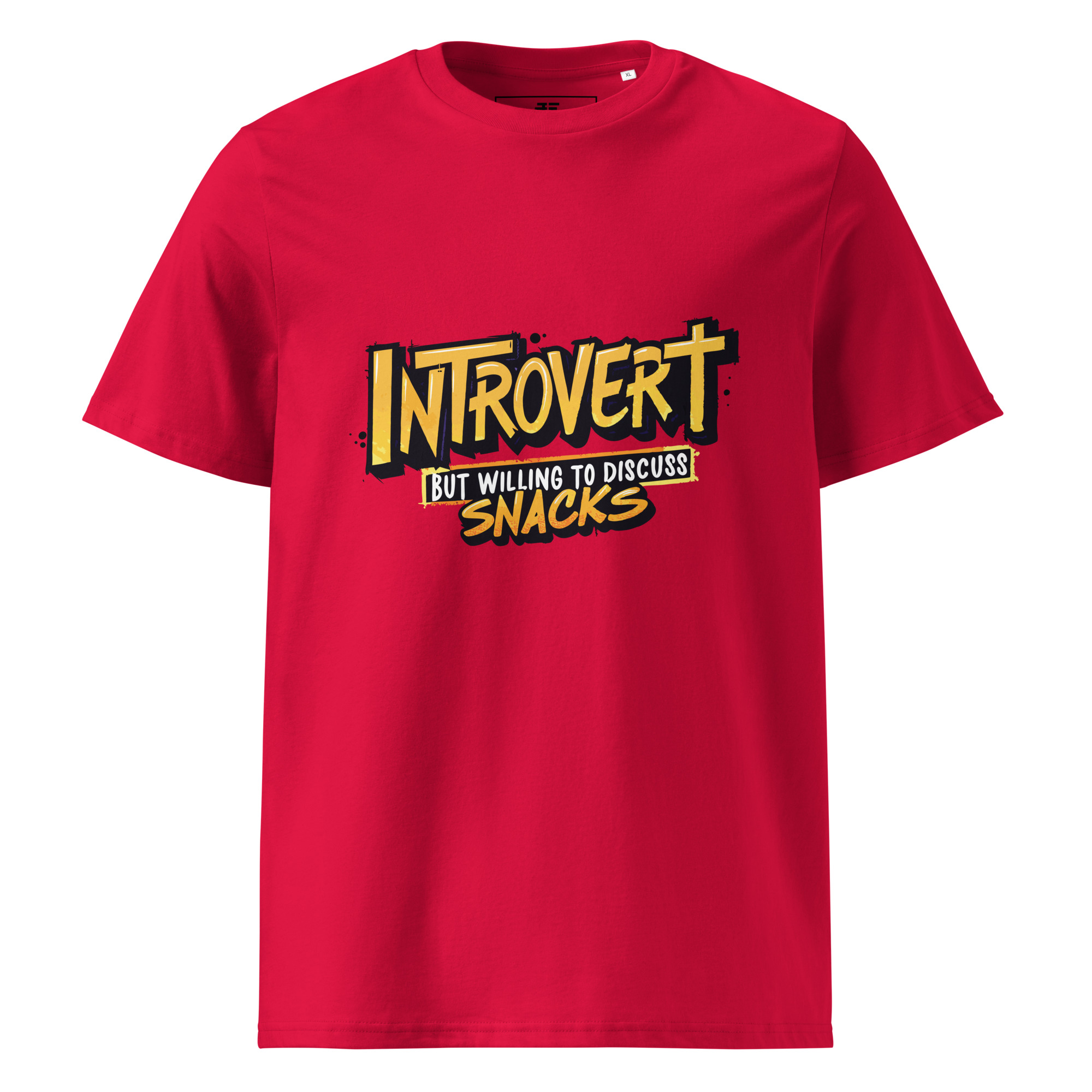 unisex-organic-cotton-t-shirt-red-front-6871d531db428.jpg Introvert Unisex organic cotton t-shirt