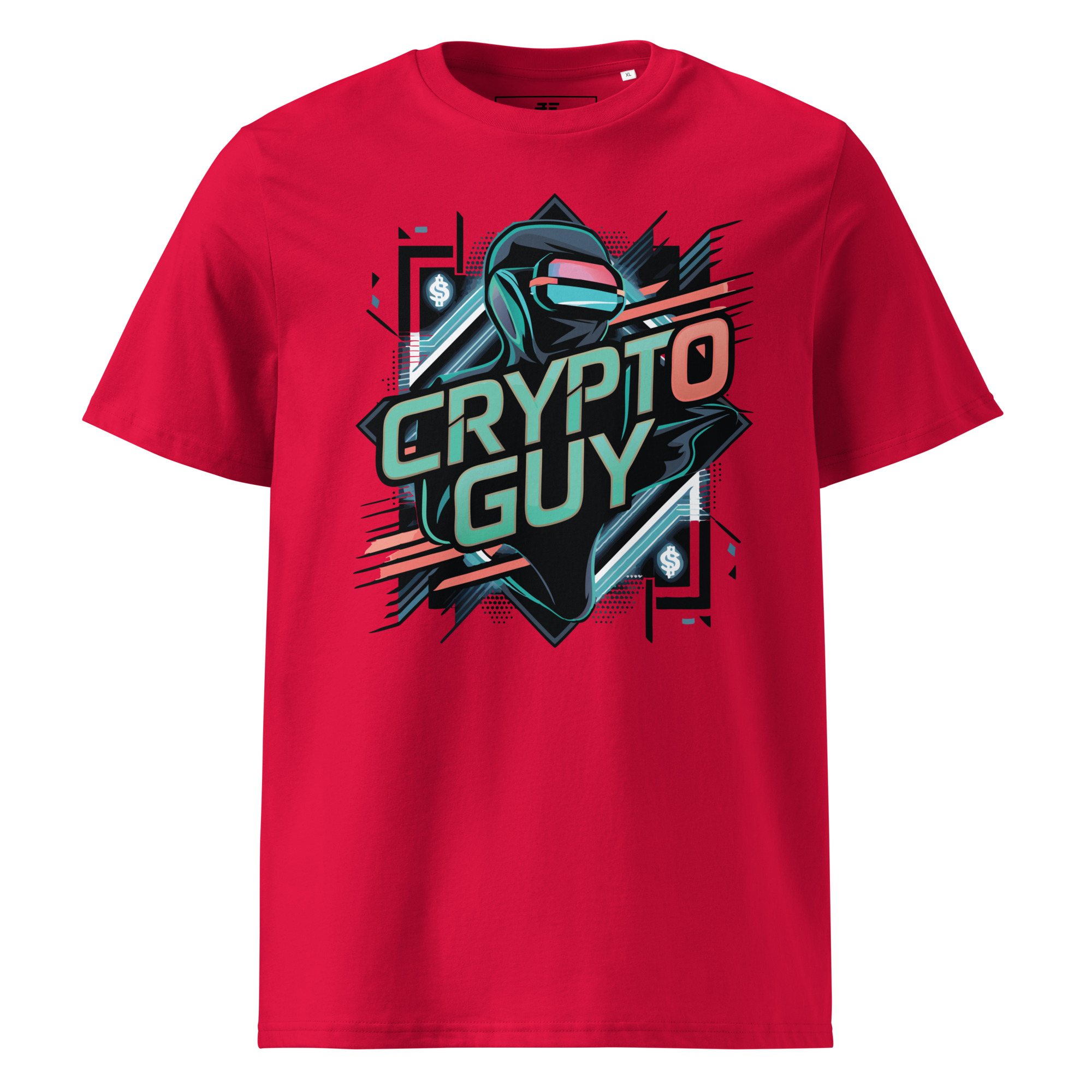 unisex-organic-cotton-t-shirt-red-front-6871d664a3b1d.jpg Crypto Guy Unisex organic cotton t-shirt