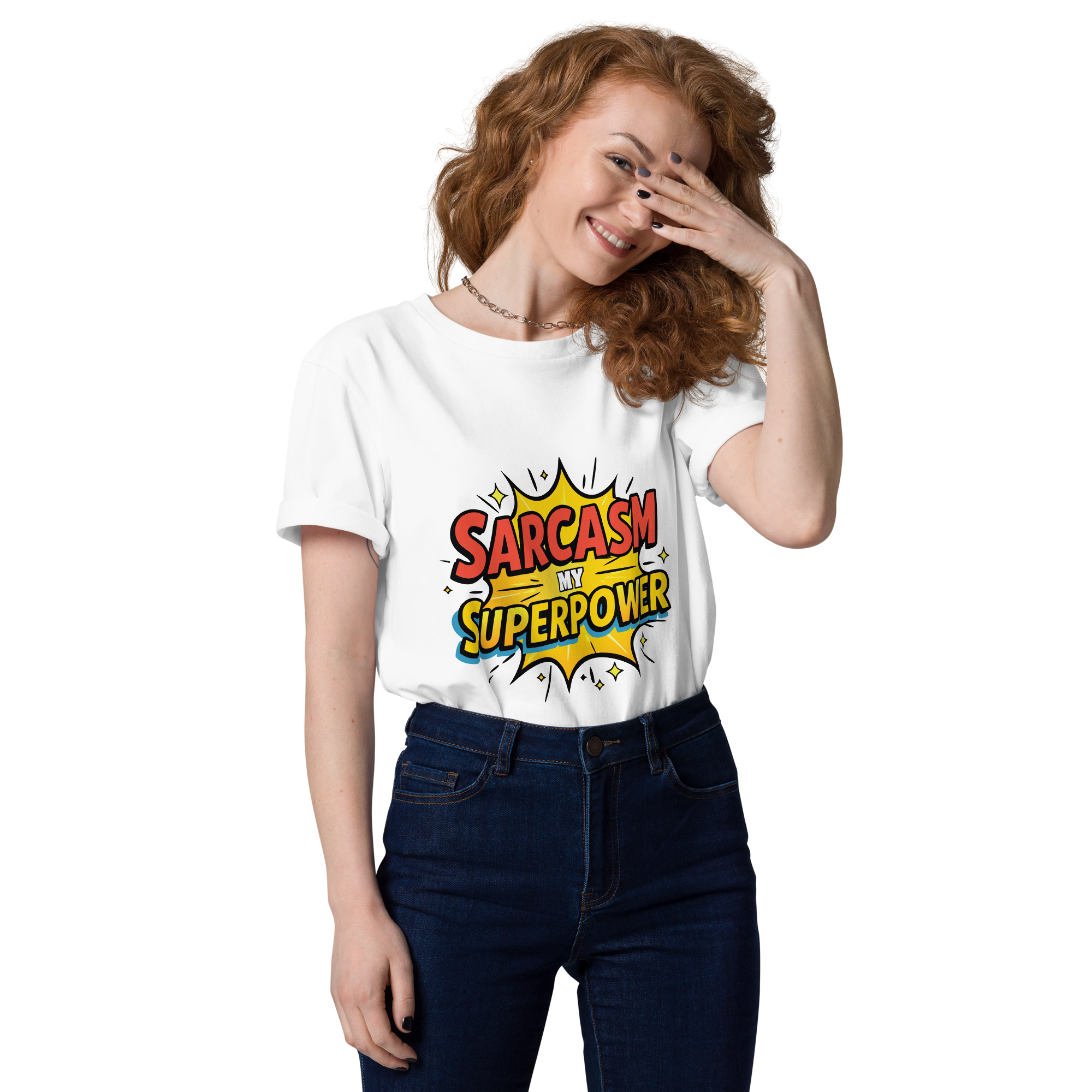 unisex-organic-cotton-t-shirt-white-front-6871d8d04177c.jpg Sarcasm Unisex organic cotton t-shirt